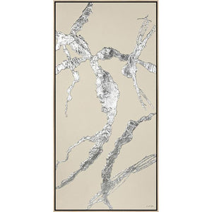 FG6033C02 Giclée on Board, framed Floating in a Contemporary Silver Floater Frame #7662. This frame has a 2in profile in black.
Embellished with Silver Foil Finished Size: W 34.00 in x H 66.00 in